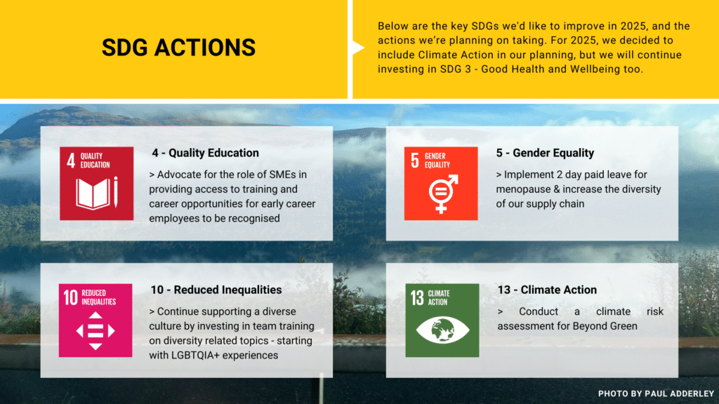 SDG Actions: We've identified key actions we can take towards our target SDGs. 